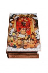 Cutie de bijuterii tip carte decorata si pictata manual prin tehnici mixte Scrisoare pentru Mos Craciun 