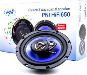 Difuzoare auto coaxiale PNI HiFi650 120W 16.5cm 3cai grila inclusa 