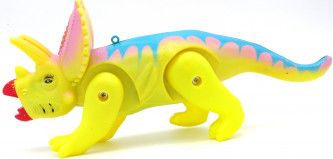 Dinozaur triceraptor cu sunete si lumini alearga galben