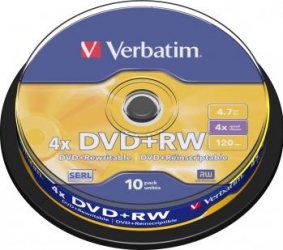 DVD+RW 4.7GGb 4X Verbatim 10 buc set Matt Silver 