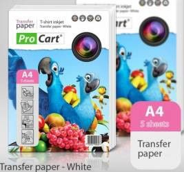 Hartie transfer termic imprimare inkjet format A4 pentru tricouri albe 