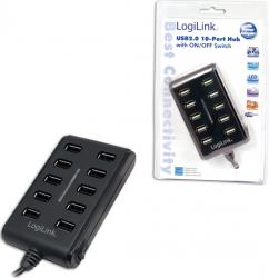 Hub USB LogiLink UA0125 cu 10 porturi si sursa de alimentare 