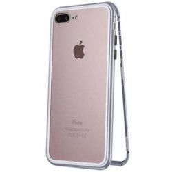 Husa Apple iPhone 7 Plus Magnetica 360 grade Silver MyStyle Perfect Fit cu spate de sticla securizata premium + folie de sticla gratis 