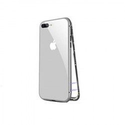 Husa Apple iPhone 8 Plus Magnetica Silver MyStyle Perfect Fit cu spate de sticla securizata premium 