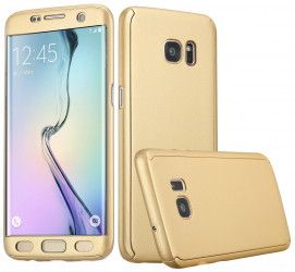Husa de protectie 360 Full Protective Samsung Galaxy S6 rezistenta la uzura anti-alunecare Gold