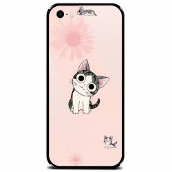 Husa din sticla securizata pentru Apple iPhone 5 Cute Cat 101 