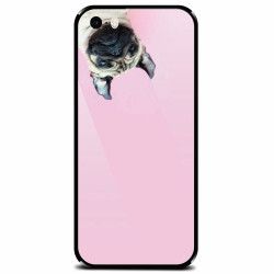 Husa din sticla securizata pentru Apple iPhone 5 Dog And Pink 