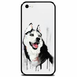 Husa din sticla securizata pentru Apple iPhone 8 Husky Dog Watercolor Illustration 