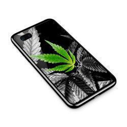Husa din sticla securizata pentru Apple iPhone 8 Plus Trippy Pot Leaf Green 