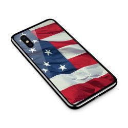 Husa din sticla securizata pentru Apple iPhone X American Flag Illustration 