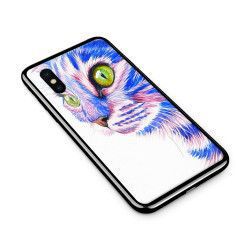 Husa din sticla securizata pentru Apple iPhone XS Colorfull Cat 
