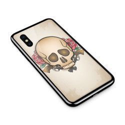 Husa din sticla securizata pentru Apple iPhone XS Skulls And Roses 