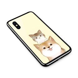 Husa din sticla securizata pentru Apple iPhone XS Two Cat 