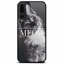 Husa din sticla securizata pentru Huawei P20 Pro Meow Cute Cat 
