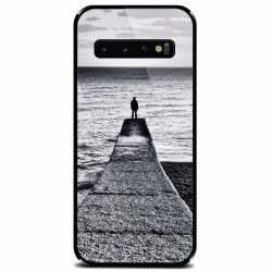 Husa din sticla securizata pentru Samsung Galaxy S10 Abstract Dock Man Grey 