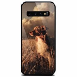 Husa din sticla securizata pentru Samsung Galaxy S10 Alone Dog Animal In Grass 