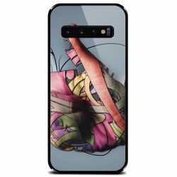 Husa din sticla securizata pentru Samsung Galaxy S10 Beautiful Hand Art 