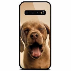Husa din sticla securizata pentru Samsung Galaxy S10 Cute Yawning Puppy 