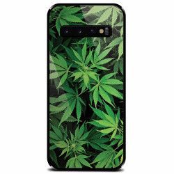Husa din sticla securizata pentru Samsung Galaxy S10 Green Leaf Pattern 