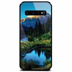 Husa din sticla securizata pentru Samsung Galaxy S10 HDR Mountains Lake 
