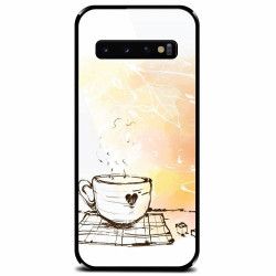 Husa din sticla securizata pentru Samsung Galaxy S10 Plus Coffe Love 