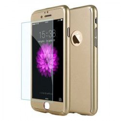 Husa Full Cover 360° fata + spate + geam sticla pentru iPhone 6 / 6S Gold 