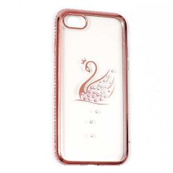 Husa Jelly Rhinestone Swan Silicon Electroplating Cu Cristale Apple iPhone 7/8 Rosegold 