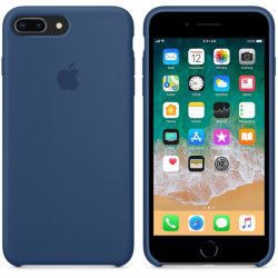 Husa protectie spate Bibilel cu logo Apple pentru iPhone 8 Plus silicon Bleumarin BBL1011