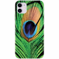 Husa silicon pentru Apple iPhone 11 Peacock Feather Green Blue 