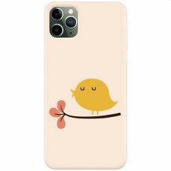 Husa silicon pentru Apple iPhone 11 Pro Max Flat Minimal Cute Bird Illustration