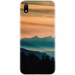 Husa silicon pentru Xiaomi Redmi 7A Blue Mountains Orange Clouds Sunset Landscape 