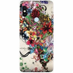Husa silicon pentru Xiaomi Mi 8 Abstract Flowers Tattoo Illustration 