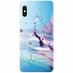 Husa silicon pentru Xiaomi Mi A2 Lite Artistic Paint Splash Purple Butterflies 