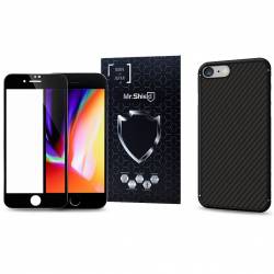 Husa Apple iPhone 8 Nillkin Originala Synthetic Fiber + Folie de Sticla Mr.Shield