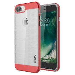 Husa protectie BRUSHED pentru iPhone 7 Plus. Rosu-Transparent 