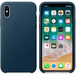 Husa protectie spate Bibilel cu logo Apple pentru iPhone X silicon albastru BBL033