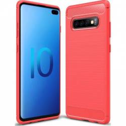 Husa protectie spate carbon soft silicon pentru Samsung Galaxy S10 capac de protectie carcasa bumper Rosu BBL694 