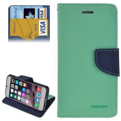 Husa protectie TEXTURE pentru iPhone 6 Plus si 6S Plus Piele. Inchidere magnetica. Turcoaz 
