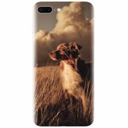 Husa silicon pentru Apple Iphone 8 Plus Alone Dog Animal In Grass 