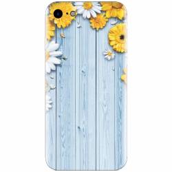 Husa silicon pentru Apple Iphone 8 Sunflower On Blue Wood 