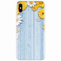 Husa silicon pentru Apple Iphone XS Max Sunflower On Blue Wood 