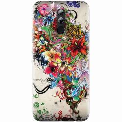 Husa silicon pentru Huawei Mate 20 Lite Abstract Flowers Tattoo Illustration 