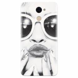 Husa silicon pentru Huawei Nova Lite Plus Black And White Portrait Blonde Model In Fashion Sunglasses 