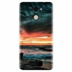 Husa silicon pentru Huawei Nova Lite Plus Dramatic Rocky Beach Shore Sunset 