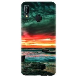 Husa silicon pentru Huawei P20 Lite Dramatic Rocky Beach Shore Sunset 
