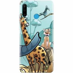 Husa silicon pentru Huawei P30 Lite Children Drawings Elephants Giraffes Lions 