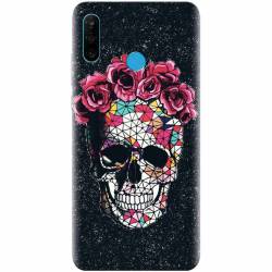Husa silicon pentru Huawei P30 Lite Colorful Skull Roses Space 