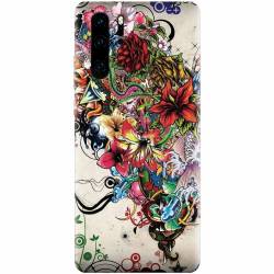 Husa silicon pentru Huawei P30 Pro Abstract Flowers Tattoo Illustration 