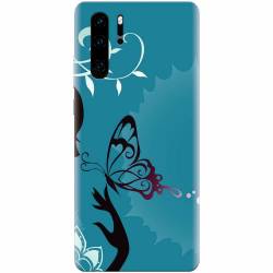 Husa silicon pentru Huawei P30 Pro Blue Butterfly 