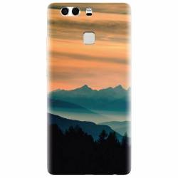 Husa silicon pentru Huawei P9 Plus Blue Mountains Orange Clouds Sunset Landscape 